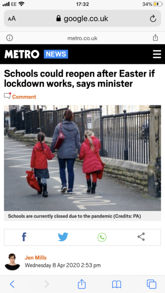 To worry about schools opening after Easter