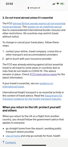 Now advising to cancel holidays indefinitely