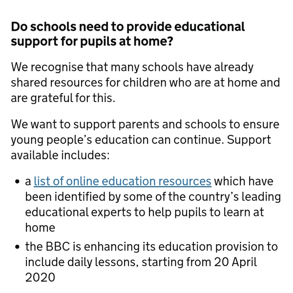 What should we expect from a primary school during school closure?