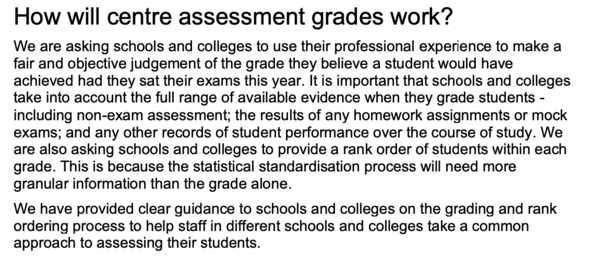 GCSE and A-level guidance has been issued