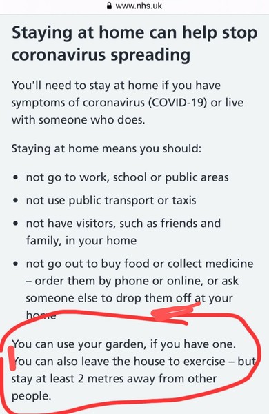 If I have symptoms can dh still go out for exercise/food?