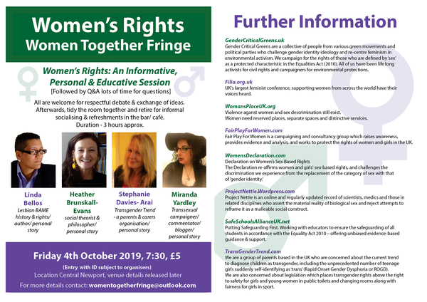 Women Together Fringe - Unofficial Green Party Fringe - Newport 4 October 2019