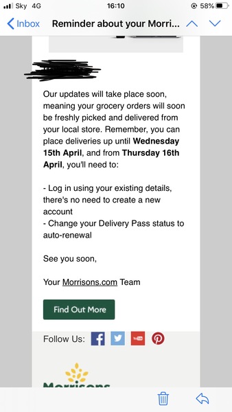 Arghhhhh Morrison’s have changed delivery And now doesn’t work...