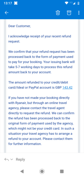 Anyone had a refund from Ryanair