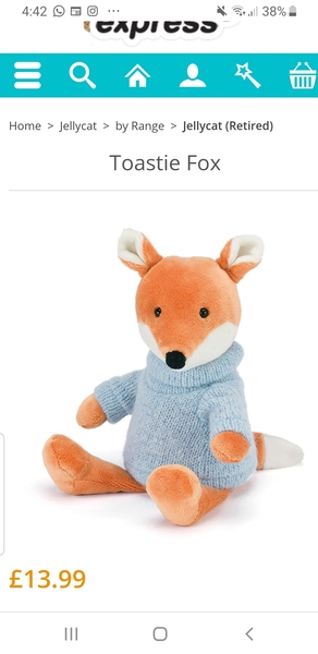 Desperately seeking a little jellycat fox in a blue jumper :(
