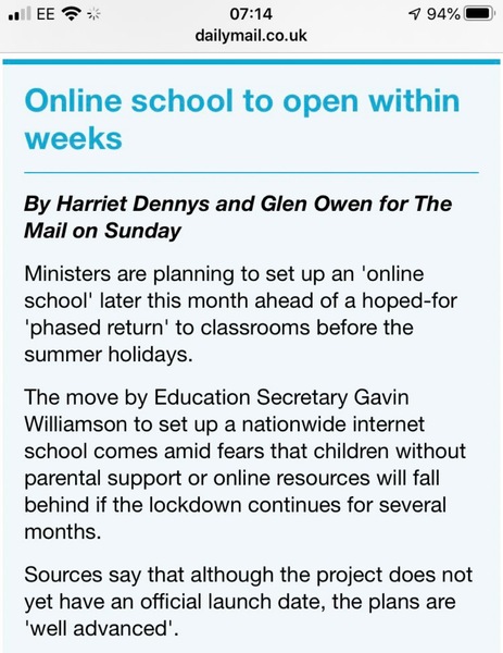 DfE set up online school