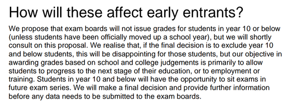 Year 9 and Year 10 GCSE students - unfairly treated by Ofqual?