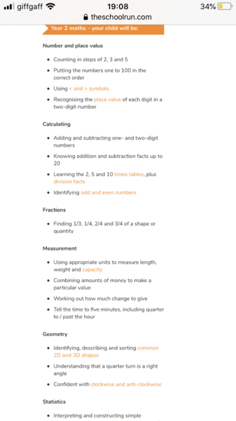 What maths should year 2 know?
