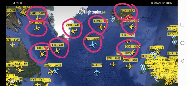 To be shocked at how many planes are still in the air over the USA?