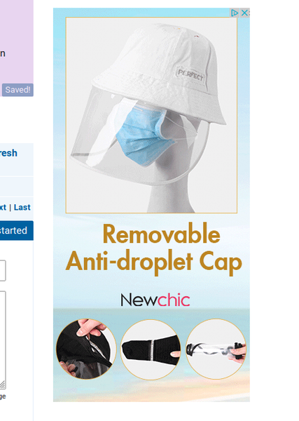 CV-19 Clothes adverts on the sidebar