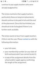 Furloughed teacher on long term supply; wages significantly decreased due to previous TA work