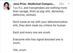 Dr Adrian Harrop (a trans activist) just asked for screen shots of anti trans statements posted here at MN