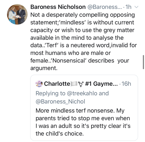 Baroness Nicholson on twitter