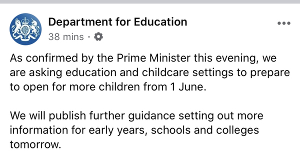 Will nurseries reopen at the same time as primary schools?