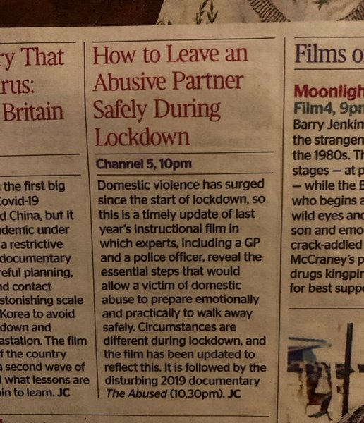 TV leaving domestics abuse