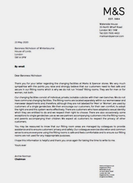 Daily Mail article M&S, Liz Truss, Pushback!