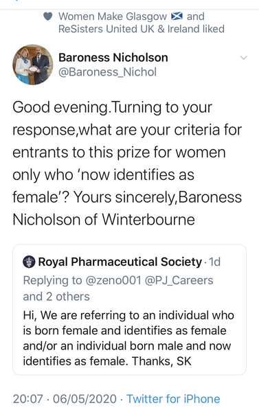 Baroness Nicholson on twitter