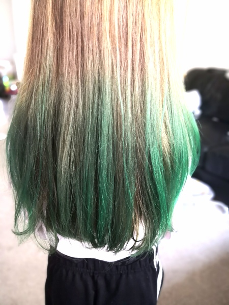 Dyeing a child's hair.