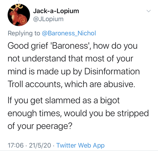 Baroness Nicholson on twitter