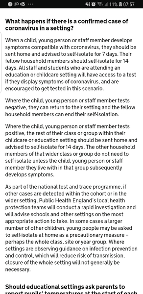 Schools / quarantine/ NHS - what happens if....