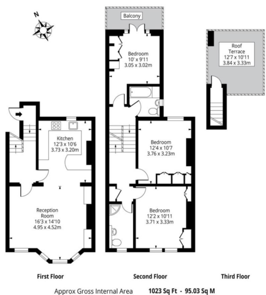 Identical maisonettes, one with roof terrace *floor plan included*