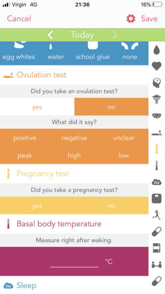 Tracking ovulation in the Ovia app