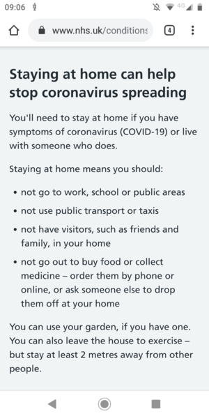Have the rules on self isolation and exercise changed? (Again?)