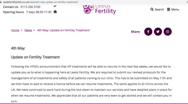 Coronavirus and fertility clinics.