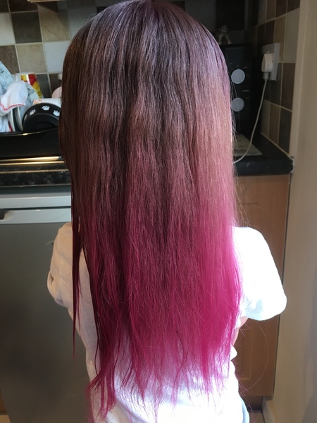 Dyeing a child's hair.