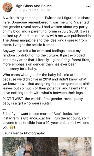 To think this woman is being ridiculous re ‘ruined’ gender reveal