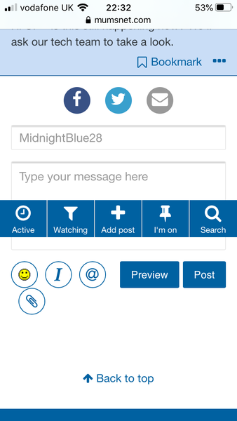 Blue toolbar moving up and down page