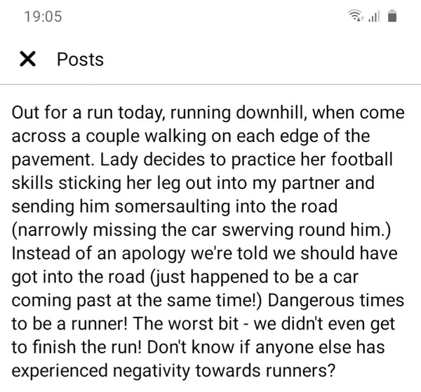 out for a jog and women yells at me to stop