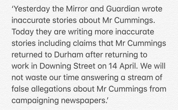 Dominic Cummings travelled from London to Durham to self isolate