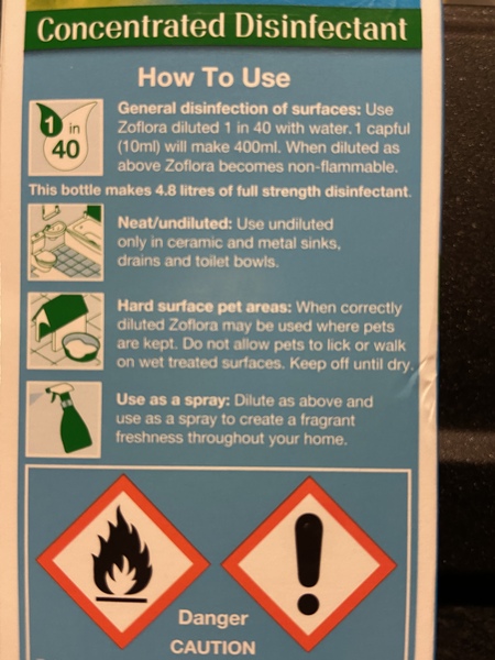 to not want DH to 'clean' with Zoflora