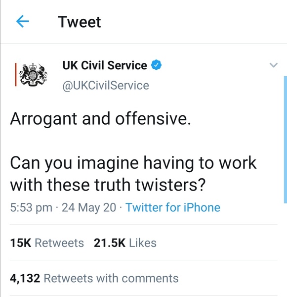 UK civil service tweet - done on purpose?