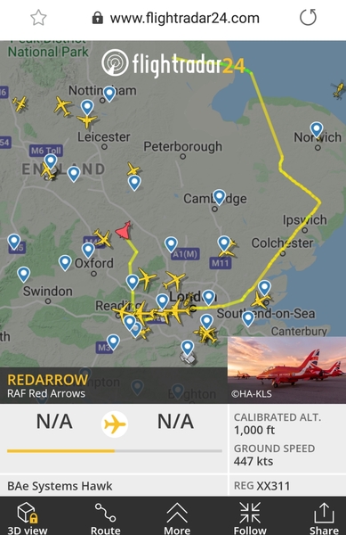 Red Arrows on Flight radar now...