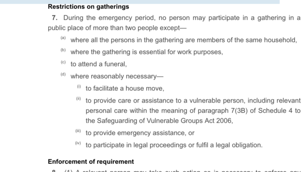 "People will be able to meet and sit down with a single other person outdoors as long as they stay two metres apart"