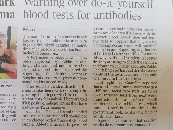 I have gone nuts and paid someone to come to my house and do an antibody test on us
