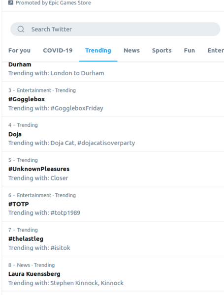 to wonder why Cummings is not trending on Twitter tonight?