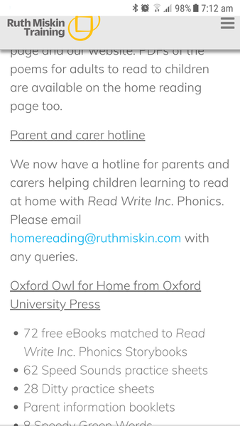 Reception child reading