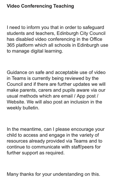 Why can't secondary schools do lessons via zoom?