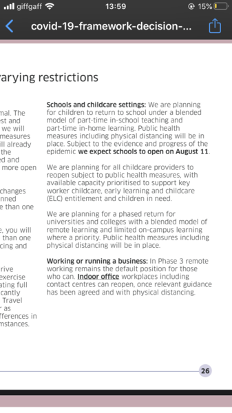 Scottish school return 11 Aug