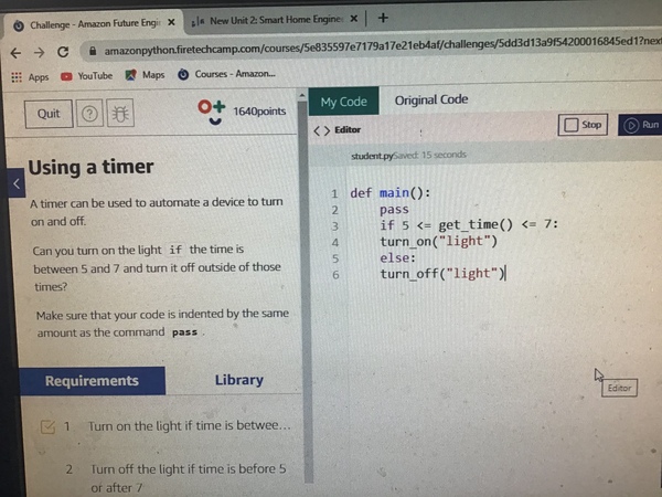 Python Coding help - Amazon Young Engineers