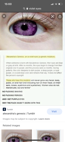 Properly violet or green eyes?