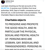 Government money and charities that erase women, particularly lesbians