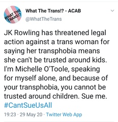 J K Rowling accused of being transphobic again *Title edited by MNHQ at OP's request*