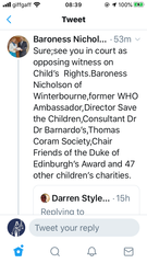 Baroness Nicholson on twitter
