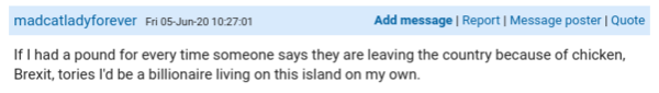 To be upset over chlorinated chicken and considering leaving the uk