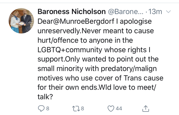 Baroness Nicholson on twitter