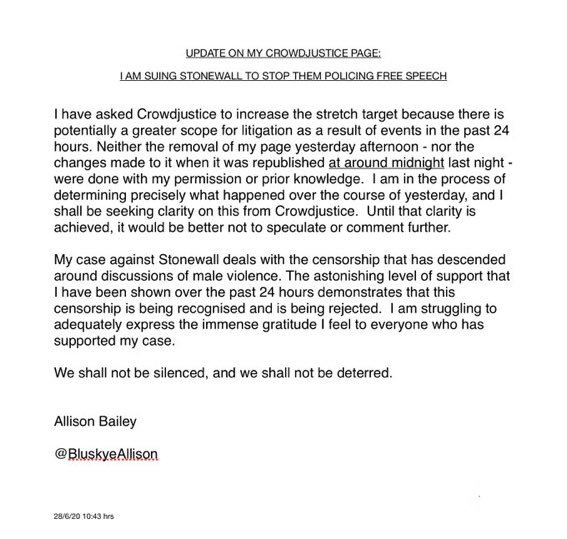 Allison Bailey to sue Stonewall